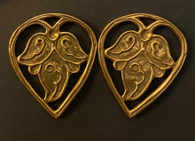 Load image into Gallery viewer, Foliate Heart Medieval Spanish vintage Metropolitan Museum of Art goldtone pierced earrings
