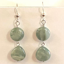 Load image into Gallery viewer, Green line quartz gemstone drop earrings in sterling silver, goldtone, or 14kgold-filled
