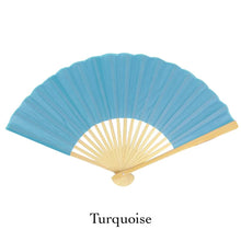 Load image into Gallery viewer, Hand Fan, silk &amp; bamboo (folding), solid color
