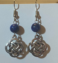Load image into Gallery viewer, Silvertone round open Celtic knot earrings
