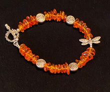 Load image into Gallery viewer, Dragonfly In Amber genuine Baltic Amber bracelet with dragonflies Outlander fan gift jewelry
