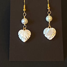 Load image into Gallery viewer, Caribbean Breezes: Natural carved shell or shell and freshwater pearl leaf earrings
