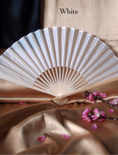 Load image into Gallery viewer, Hand Fan, silk &amp; bamboo (folding), solid color
