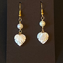 Load image into Gallery viewer, Caribbean Breezes: Natural carved shell or shell and freshwater pearl leaf earrings
