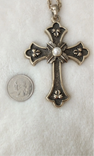 Load image into Gallery viewer, Limited Edition 1975 Sarah Coventry “Peace Cross” vintage Medieval / Renaissance style necklace

