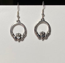 Load image into Gallery viewer, Silver plated TierraCast pewter Irish claddagh earrings (Large)
