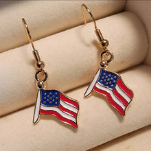 Load image into Gallery viewer, Americana patriotic enamel stars and stripes heart, star, or flag earrings 4th of July holiday jewelry
