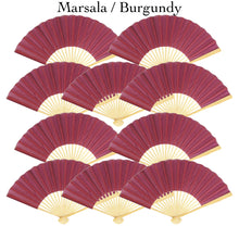 Load image into Gallery viewer, Hand Fan, silk &amp; bamboo (folding), solid color
