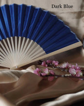 Load image into Gallery viewer, Hand Fan, silk &amp; bamboo (folding), solid color
