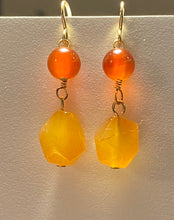 Load image into Gallery viewer, Carnelian and peach aventurine Roman reproduction gemstone earrings

