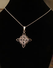 Load image into Gallery viewer, Celtic Star Triquetra Cross antique silvertone equal-armed knotwork cross pendant

