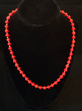 Load image into Gallery viewer, Red bamboo coral necklace with gold spacer beads
