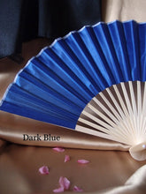 Load image into Gallery viewer, Hand Fan, silk &amp; bamboo (folding), solid color

