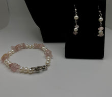 Load image into Gallery viewer, Pretty in Pink freshwater pearl and rose quartz necklace set
