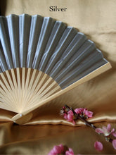 Load image into Gallery viewer, Hand Fan, silk &amp; bamboo (folding), solid color

