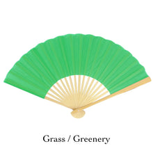 Load image into Gallery viewer, Hand Fan, silk &amp; bamboo (folding), solid color
