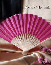 Load image into Gallery viewer, Hand Fan, silk &amp; bamboo (folding), solid color
