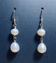 Load image into Gallery viewer, Freshwater pearl teardrop earrings in sterling silver or 14k gold-filled

