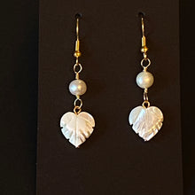 Load image into Gallery viewer, Caribbean Breezes: Natural carved shell or shell and freshwater pearl leaf earrings
