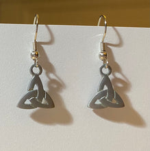 Load image into Gallery viewer, Celtic Triquetra or Trinity Knot small pewter earrings
