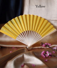 Load image into Gallery viewer, Hand Fan, silk &amp; bamboo (folding), solid color
