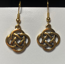 Load image into Gallery viewer, Goldtone round open Celtic knot earrings
