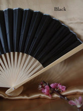 Load image into Gallery viewer, Hand Fan, silk &amp; bamboo (folding), solid color
