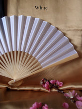 Load image into Gallery viewer, Hand Fan, silk &amp; bamboo (folding), solid color
