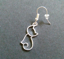 Load image into Gallery viewer, Cat Cutout - cute silvertone or goldtone cat silhouette earrings - cat mom cat lover gift
