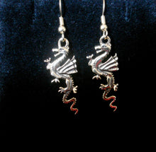 Load image into Gallery viewer, Dragon Rampant - silvertone pewter dragon earrings UAB Blazer fan, sports fan, fantasy Game of Thrones
