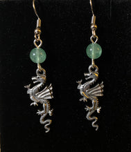 Load image into Gallery viewer, Dragon Rampant - silvertone pewter dragon earrings UAB Blazer fan, sports fan, fantasy Game of Thrones

