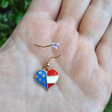 Load image into Gallery viewer, Americana patriotic enamel stars and stripes heart, star, or flag earrings 4th of July holiday jewelry
