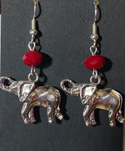 Load image into Gallery viewer, Alabama Crimson Tide sports fan elephant charm earrings
