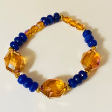 Load image into Gallery viewer, Auburn University sports fan blue and orange stone and crystal bracelet
