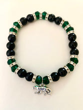 Load image into Gallery viewer, Pelham Panthers sports fan glass pearl and crystal bracelet (choice of style)
