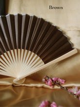 Load image into Gallery viewer, Hand Fan, silk &amp; bamboo (folding), solid color
