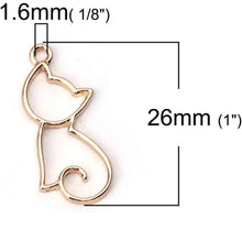 Load image into Gallery viewer, Cat Cutout - cute silvertone or goldtone cat silhouette earrings - cat mom cat lover gift
