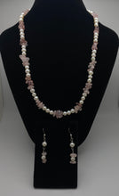 Load image into Gallery viewer, Pretty in Pink freshwater pearl and rose quartz necklace set
