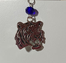 Load image into Gallery viewer, Auburn Tigers pendant necklace in silver or gold with optional crystal beads: LSU Auburn Clemson sports fan
