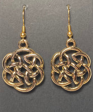 Load image into Gallery viewer, Goldtone large round open Celtic knot earrings
