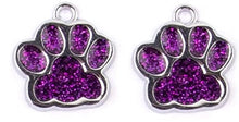 Load image into Gallery viewer, Paw print sports fan earrings: Tigers, Lions, Bulldogs, Wildcats, Huskies, Panthers, Jaguars: choice of team color with or without crystal bead.
