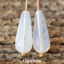Load image into Gallery viewer, Cat Pendant: silvertone and Czech glass teardrop cat pendant with leather cord or silvertone chain
