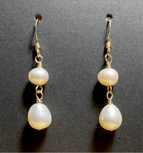 Load image into Gallery viewer, Freshwater pearl teardrop earrings in sterling silver or 14k gold-filled
