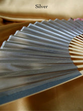 Load image into Gallery viewer, Hand Fan, silk &amp; bamboo (folding), solid color
