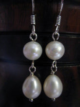 Load image into Gallery viewer, Freshwater pearl drop earrings in sterling silver or 14k gold-filled
