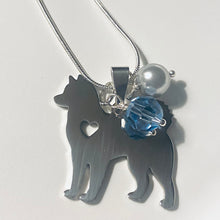 Load image into Gallery viewer, Helena Huskies school spirit dog lover pendant necklace in silvertone with choice of beads and smaller charms
