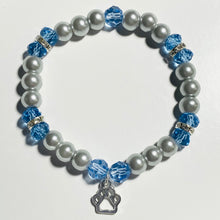 Load image into Gallery viewer, Helena Huskies sports fan glass pearl and crystal bracelet (choice of style)
