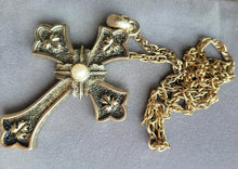 Load image into Gallery viewer, Limited Edition 1975 Sarah Coventry “Peace Cross” vintage Medieval / Renaissance style necklace
