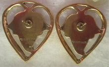Load image into Gallery viewer, Foliate Heart Medieval Spanish vintage Metropolitan Museum of Art goldtone pierced earrings
