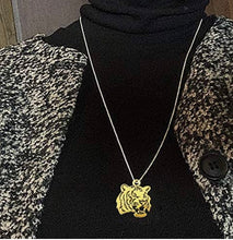 Load image into Gallery viewer, Auburn Tigers pendant necklace in silver or gold with optional crystal beads: LSU Auburn Clemson sports fan
